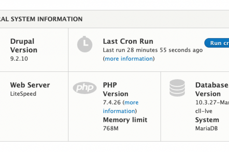 Screenshot of Drupal 9 Status Report