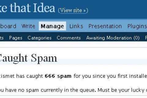 Screen shot of Akismet Filter in Wordpress 2.x