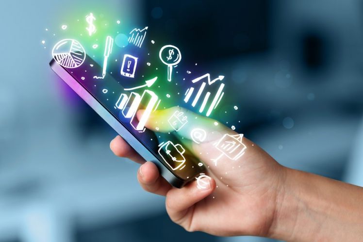 Hand holding mobile device