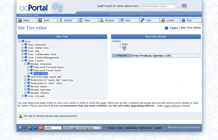 ocPortal Site Tree Editor
